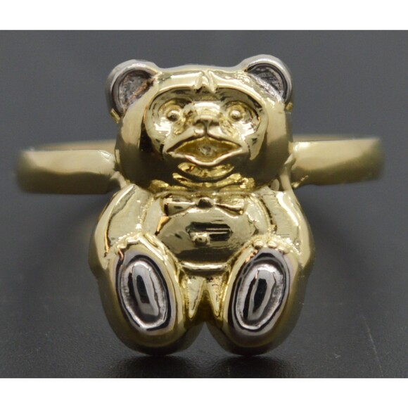 Real 10k Solid Yellow Gold Teddy Bear Women Ring 16.6mm 3.7gr All Sizes